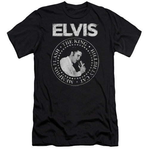 Elvis Presley Rock King Men's 30/1 100% Cotton Slim Fit Short-Sleeve T-Shirt