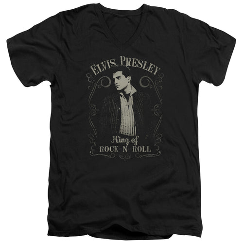 Elvis Presley Rock Legend Men's 30/1 100% Cotton Slim Fit V-Neck T-Shirt
