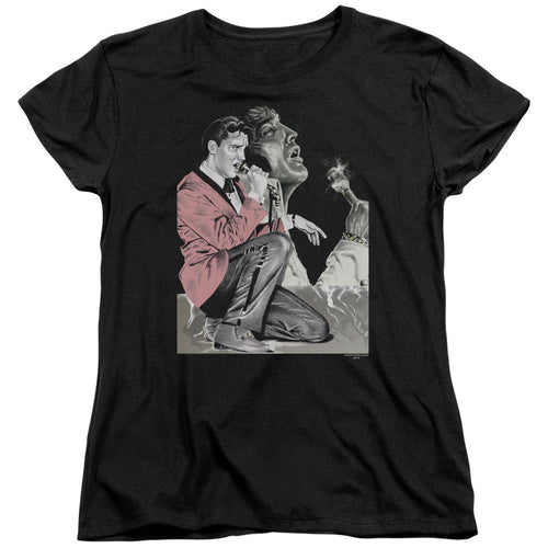 Elvis Presley Rock N Roll Smoke Women's 18/1 100% Cotton Short-Sleeve T-Shirt