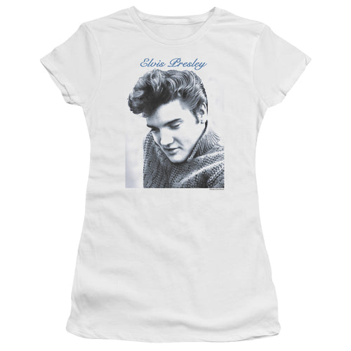 Elvis Presley Script Sweater Junior's 30/1 100% Cotton Cap-Sleeve Sheer T-Shirt