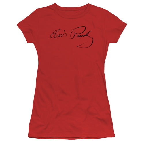Elvis Presley Signature Sketch Junior's 30/1 100% Cotton Cap-Sleeve Sheer T-Shirt