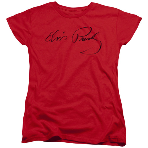 Elvis Presley Signature Sketch Women's 18/1 100% Cotton Short-Sleeve T-Shirt