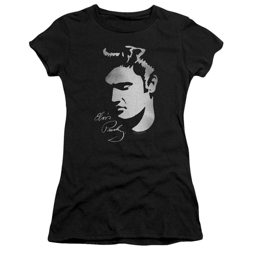 Elvis Presley Simple Face Junior's 30/1 100% Cotton Cap-Sleeve Sheer T-Shirt