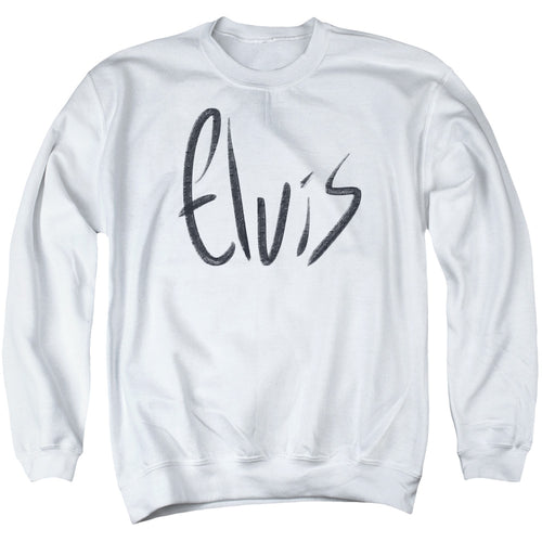 Elvis Presley Sketchy Name Men's Crewneck 50% Cotton 50% Poly Long-Sleeve Sweatshirt
