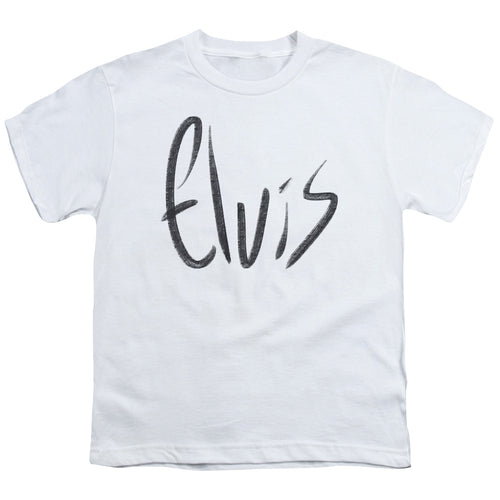 Elvis Presley Sketchy Name Youth 18/1 100% Cotton Short-Sleeve T-Shirt