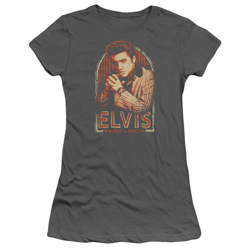 Elvis Presley Stripes Junior's 30/1 100% Cotton Cap-Sleeve Sheer T-Shirt