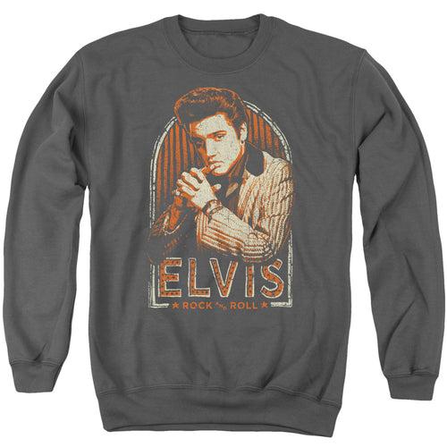 Elvis Presley Stripes Men's Crewneck 50% Cotton 50% Poly Long-Sleeve Sweatshirt