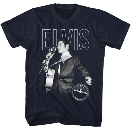 Elvis Presley - Sun Records Elvis On The Mic Adult Short-Sleeve T-Shirt