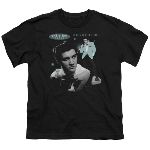 Elvis Presley Teal Portrait Youth 18/1 100% Cotton Short-Sleeve T-Shirt