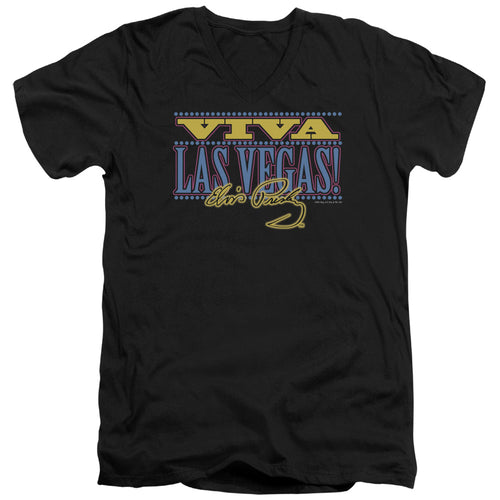 Elvis Presley Special Order Viva Las Vegas Men's 30/1 100% Cotton Slim Fit V-Neck T-Shirt