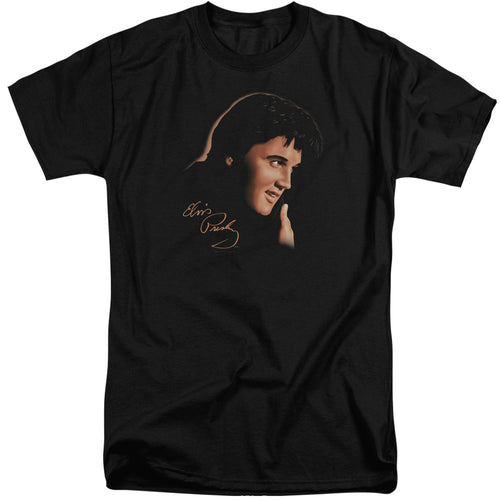 Elvis Presley Warm Portrait Men's 18/1 Tall 100% Cotton Short-Sleeve T-Shirt