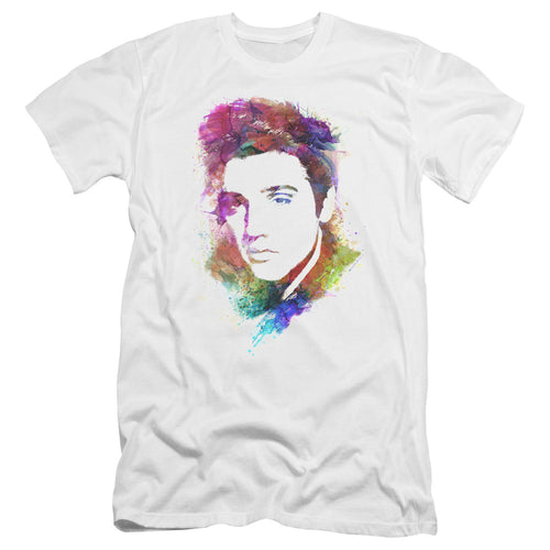 Elvis Presley Watercolor King Men's Premium Ultra-Soft 30/1 100% Cotton Slim Fit T-Shirt - Eco-Friendly - Made In The USA