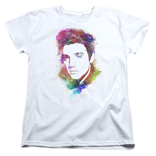 Elvis Presley Watercolor King Women's 18/1 100% Cotton Short-Sleeve T-Shirt