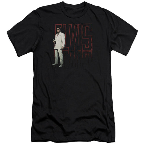 Elvis Presley White Suit Men's Premium Ultra-Soft 30/1 100% Cotton Slim Fit T-Shirt - Eco-Friendly - Made In The USA