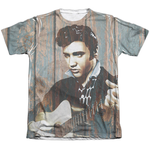 Elvis Presley Woodgrain Men's Regular Fit 65% Poly 35% Cotton Short-Sleeve T-Shirt