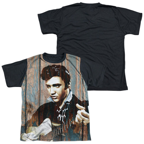 Elvis Presley Woodgrain Youth Black Back 100% Polyester Regular Fit Short Sleeve T-Shirt
