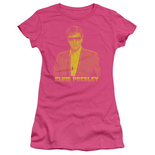 Elvis Presley Yellow Elvis Junior's 30/1 100% Cotton Cap-Sleeve Sheer T-Shirt