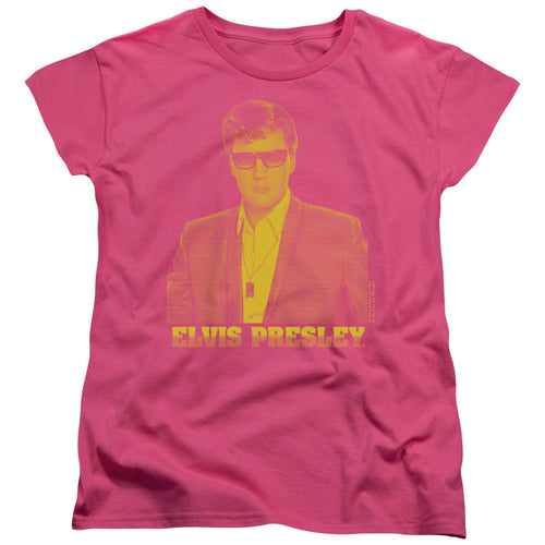 Elvis Presley Yellow Elvis Women's 18/1 100% Cotton Short-Sleeve T-Shirt