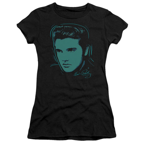 Elvis Presley Young Dots Junior's 30/1 100% Cotton Cap-Sleeve Sheer T-Shirt
