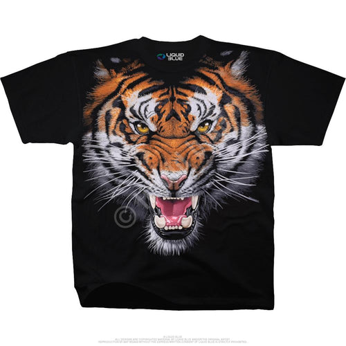 Exotic Wildlife Tiger Face Black T-Shirt
