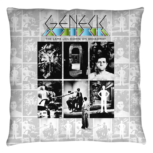 Genesis Lamb Lies Down On Broadway Throw Pillow - Spun Polyester Light Weight Cotton - Canvas Look and Feel - Blown and Closed - 2-sided