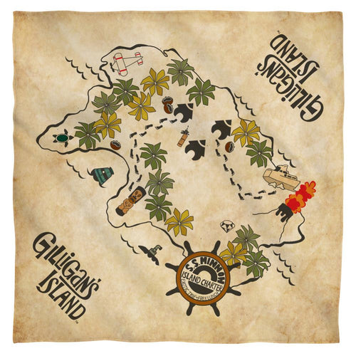Gilligan's Island Map Polyester Bandana