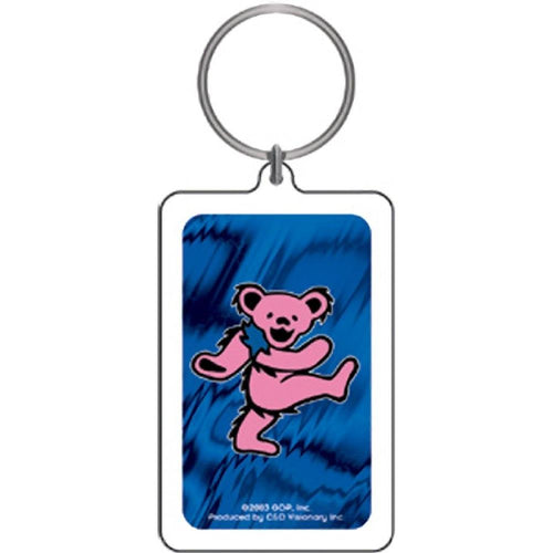 Grateful Dead Psychedelic Bear Pink Lucite Keychain