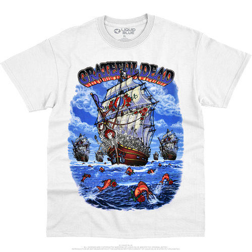 Grateful Dead Ship Of Fools White Standard Short-Sleeve T-Shirt