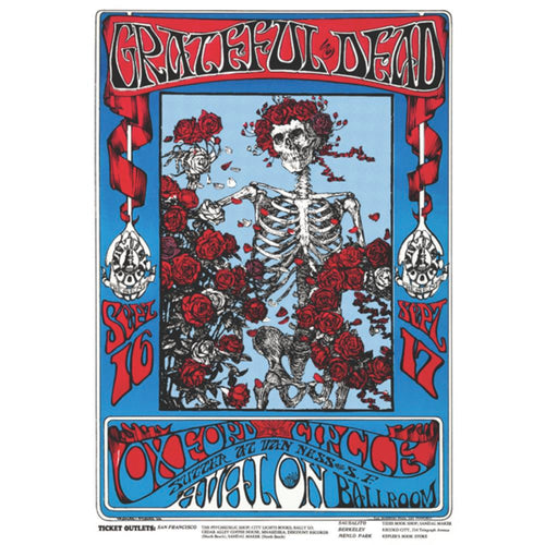 Grateful Dead Skeleton & Roses Poster - 24 In x 36 In Posters & Prints