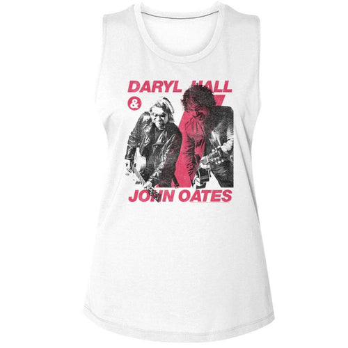 Hall And Oates Rockin Out Ladies Muscle Tank T-Shirt