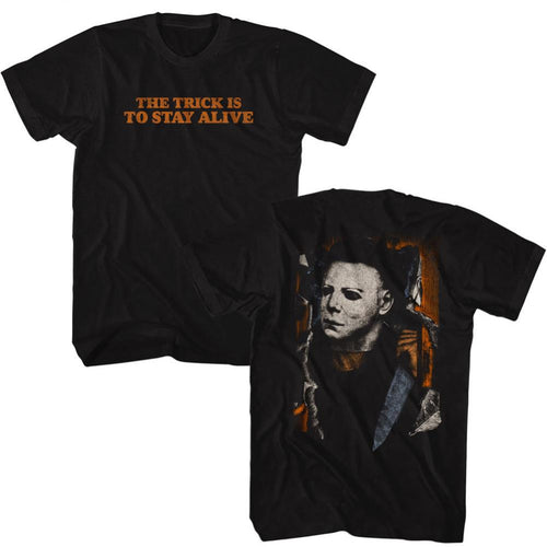 Halloween Michael Break Through Front And Back Adult Short-Sleeve T-Shirt