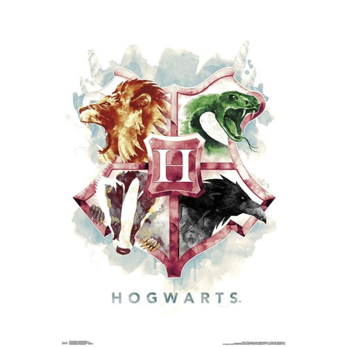 Harry Potter Crest (Watercolour) Hogwarts Poster - 22 In x 34 In