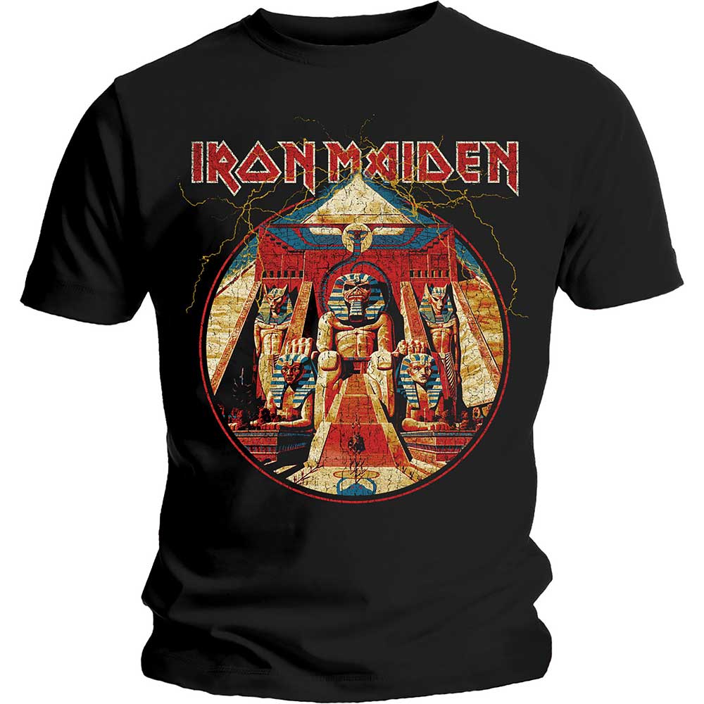 Iron Maiden Powerslave Lightning Circle Unisex T-Shirt - Special Order