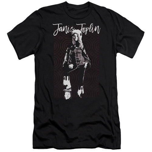 Janis Joplin Minimal J Men's Premium Ultra-Soft 30/1 100% Cotton Slim Fit T-Shirt - Eco-Friendly - Made In The USA