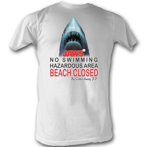 Jaws Special Order Beach Closed Adult S/S Tshirt