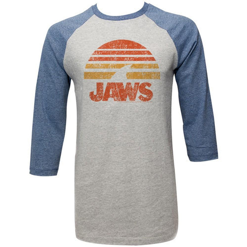 Jaws Special Order Shark Sun Adult 3/4 Sleeve Raglan