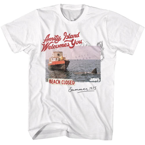 Jaws Beach Closed Summer 1975 Adult Short-Sleeve T-Shirt