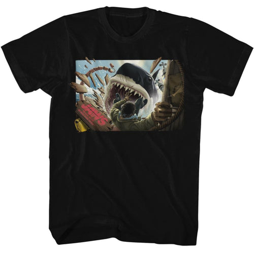 Jaws Man Falling In Shark Mouth Adult Short-Sleeve T-Shirt