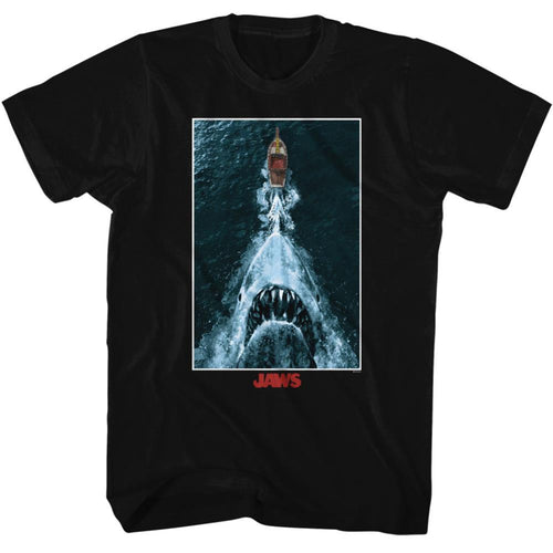 Jaws Shark Chasing Boat Poster Adult Short-Sleeve T-Shirt