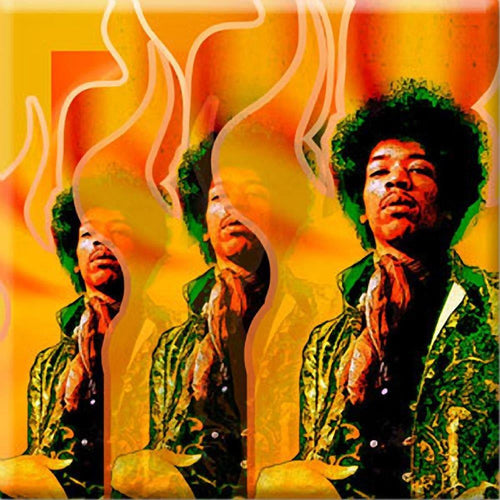 Jimi Hendrix Flames Magnet 