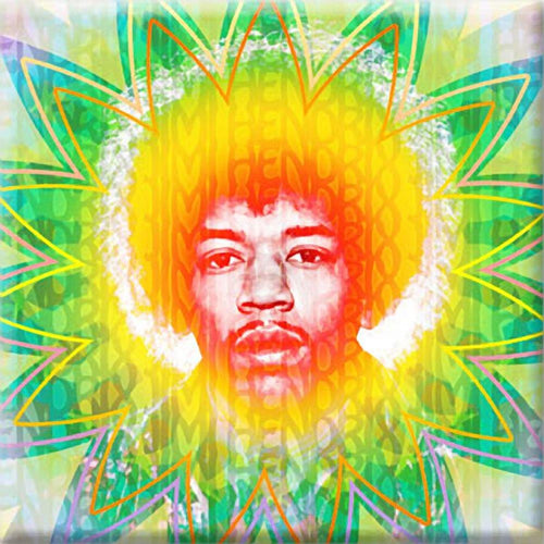Jimi Hendrix Green Flower Magnet