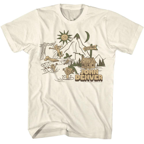 John Denver Country Cabin And Lake Adult Short-Sleeve T-Shirt