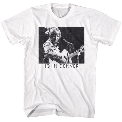John Denver Playing Guitar Bw Adult Short-Sleeve T-Shirt