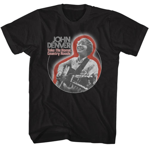 John Denver Playing Guitar Circle Adult Short-Sleeve T-Shirt