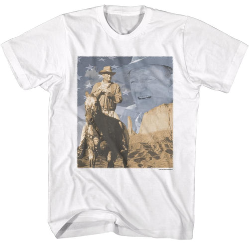 John Wayne Flag And Horse Adult Short-Sleeve T-Shirt