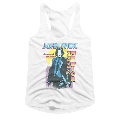 John Wick Tick Tock Mr Wick Gradient Ladies Slimfit Racerback T-Shirt