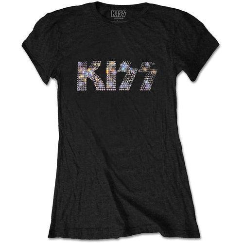 KISS Logo Ladies Diamante T-Shirt - Special Order