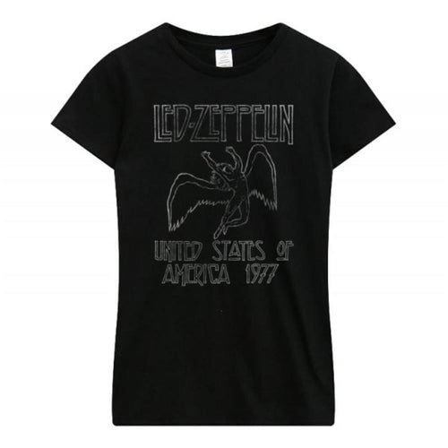 Led Zeppelin Juniors USA 77 Black Women's T-Shirt