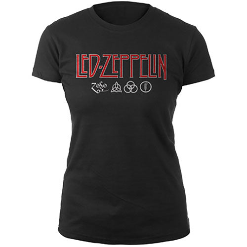 Led Zeppelin Logo & Symbols Ladies T-Shirt