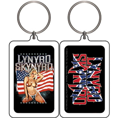 Lynyrd Skynyrd Girl on Flag Lucite Keychain